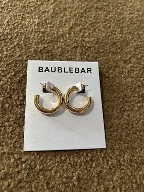 BaubleBar Gold Thick Hoop Stud Earrings